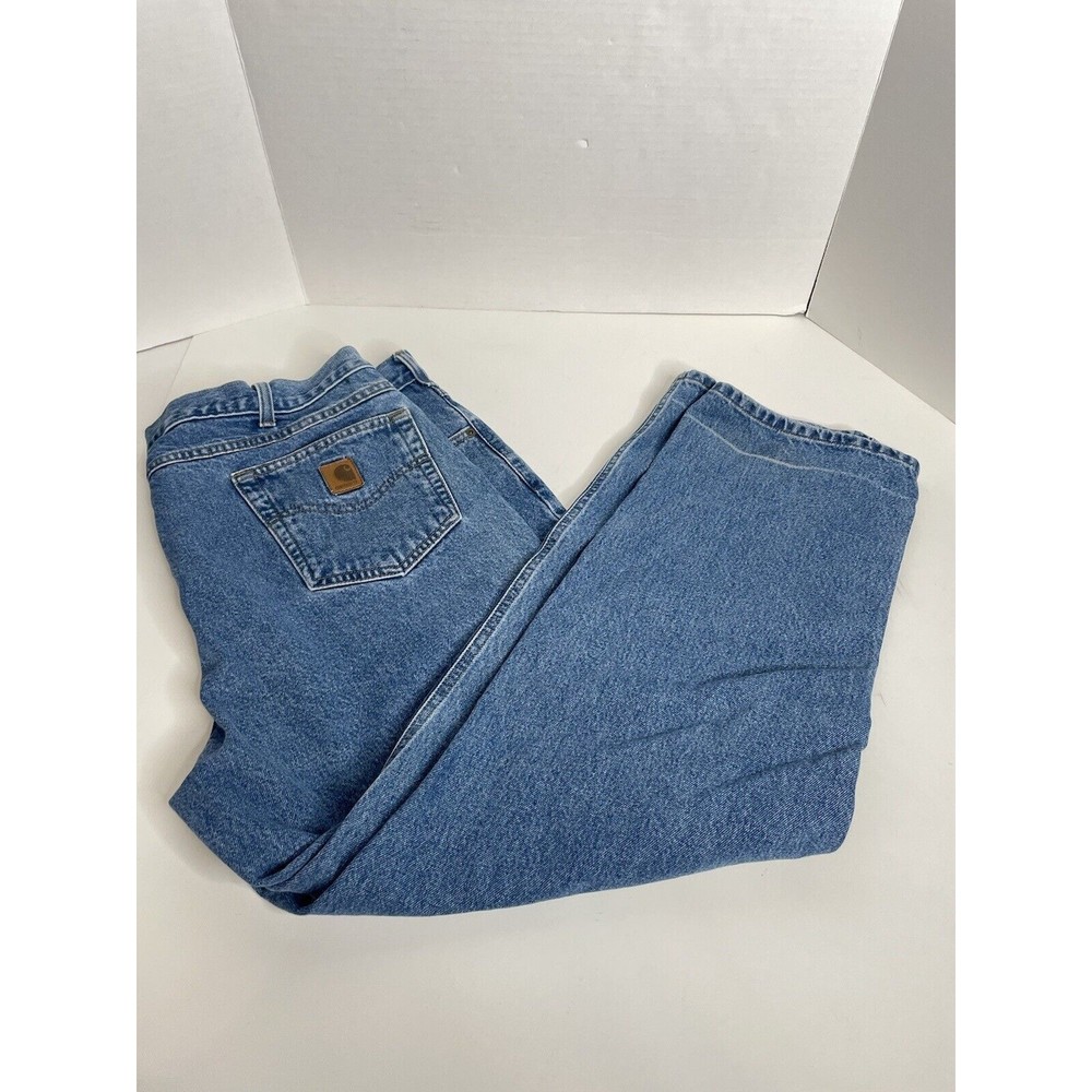 Carhartt Men’s Jeans 44X30, Blue Traditional Fit Denim, B180 STW, Logo